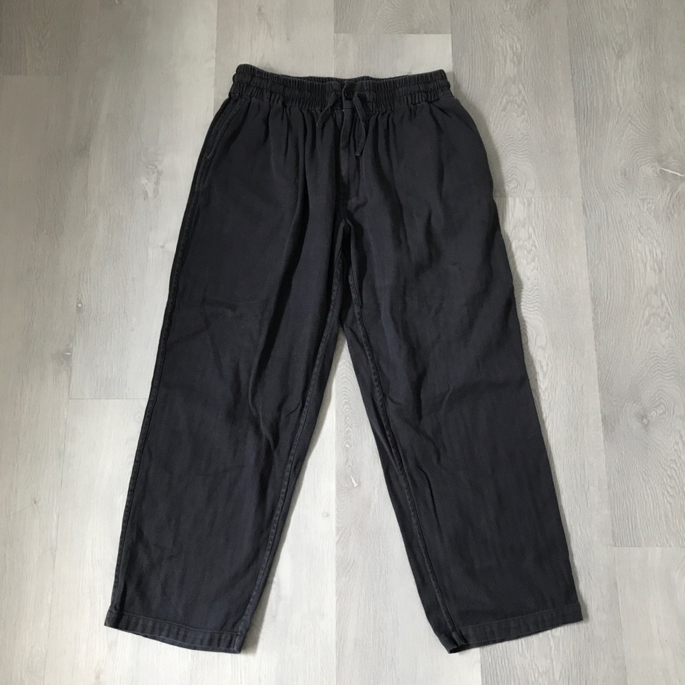 KARDO HERRINGBONE GRAY PLEATED FRONT BELTED CASUAL BOGGY PANTS MENS XL
